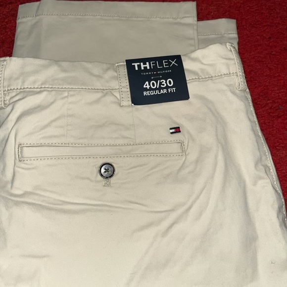 Tommy Hilfiger Men's THFLEX casual pants in khaki. Plus, a pair of TH dress pnts - Picture 4 of 6